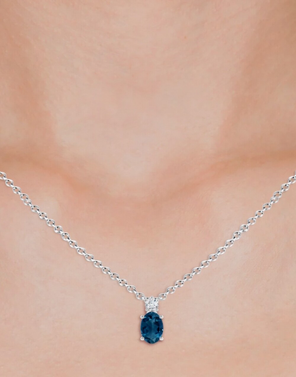 Angara Blue Topaz Pendant Necklace in Silver - Women's Jewelry